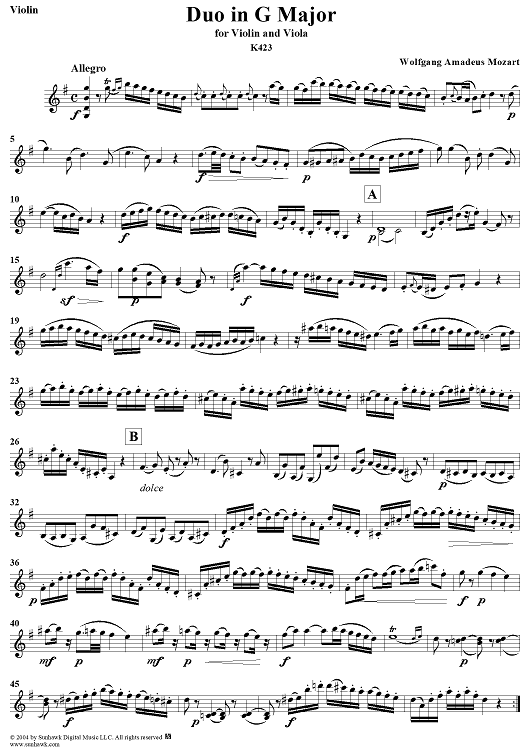 Duo in G Major - Violin