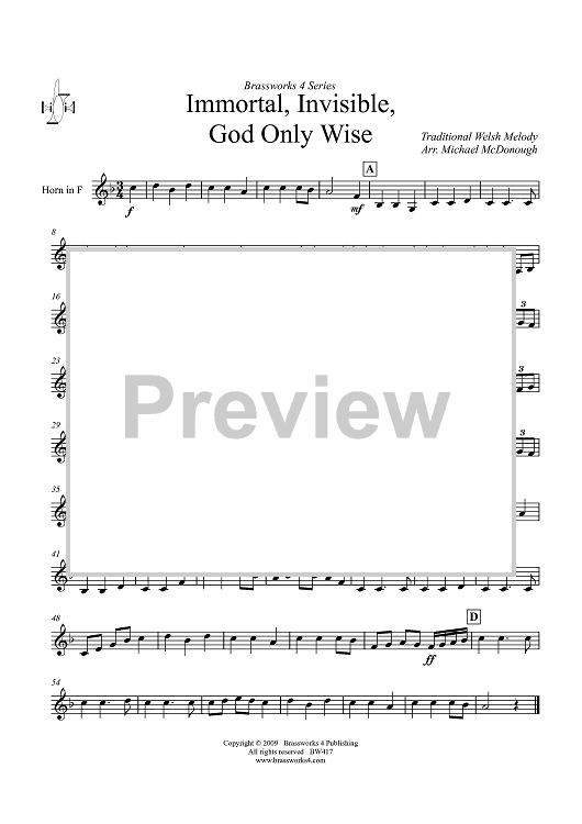 Immortal, Invisible, God Only Wise - Horn in F