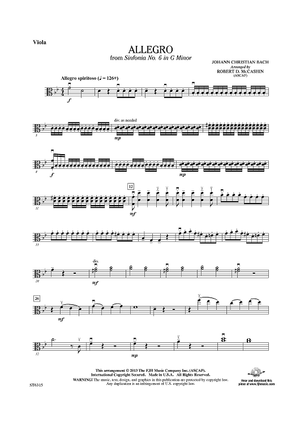Allegro from Sinfonia No. 6 in G Minor - Viola