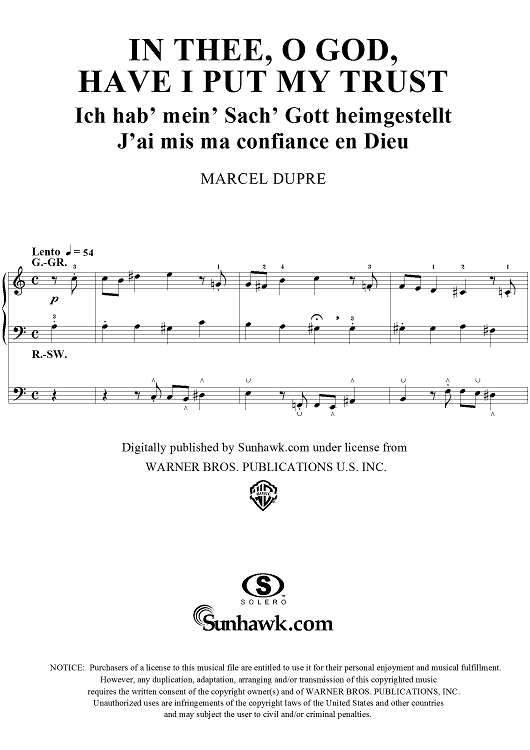 In Thee, O God, Have I Put My Trust, from "Seventy-Nine Chorales", Op. 28, No. 36