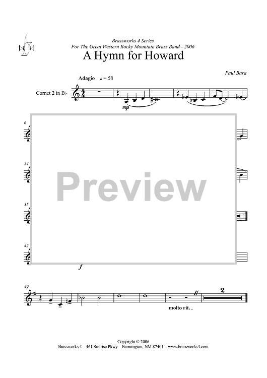A Hymn for Howard - Cornet 2 in B-flat