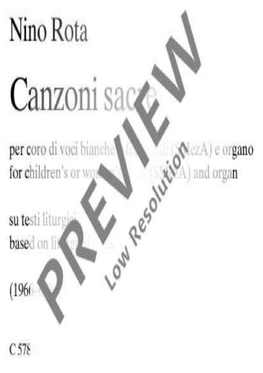 Canzoni sacre - Score