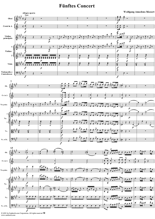 Violin Concerto No. 5 - Full Score