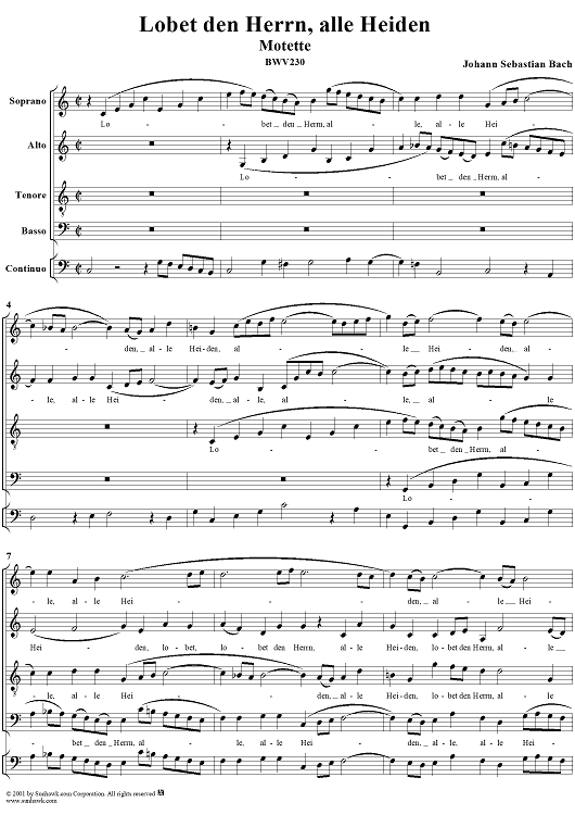 Lobet din Herrn alle Heiden, BWV 230