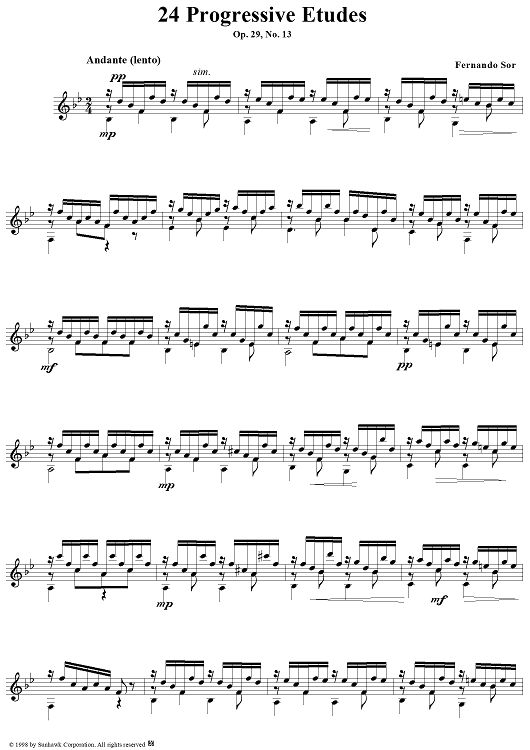 Twelve Etudes, Op. 29, No. 1: Andante (Lento)
