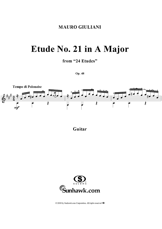 Etude No. 21 in A major - From "24 Etudes"  Op. 48