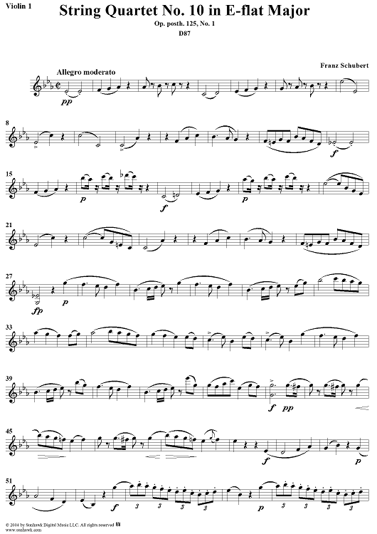 String Quartet No. 10 in E-flat Major, Op. posth. 125, No. 1 - Violin 1