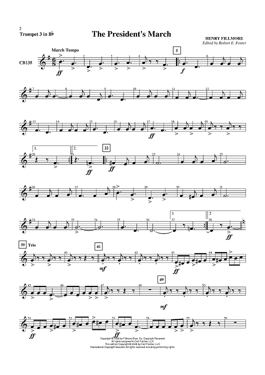 The President's March - Trumpet 3 in B-flat