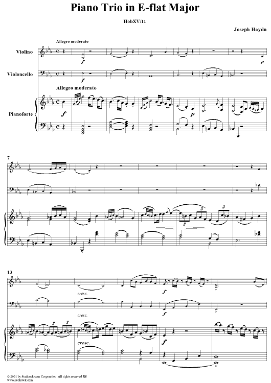 Piano Trio in E-flat Major, HobXV/11 - Piano Score