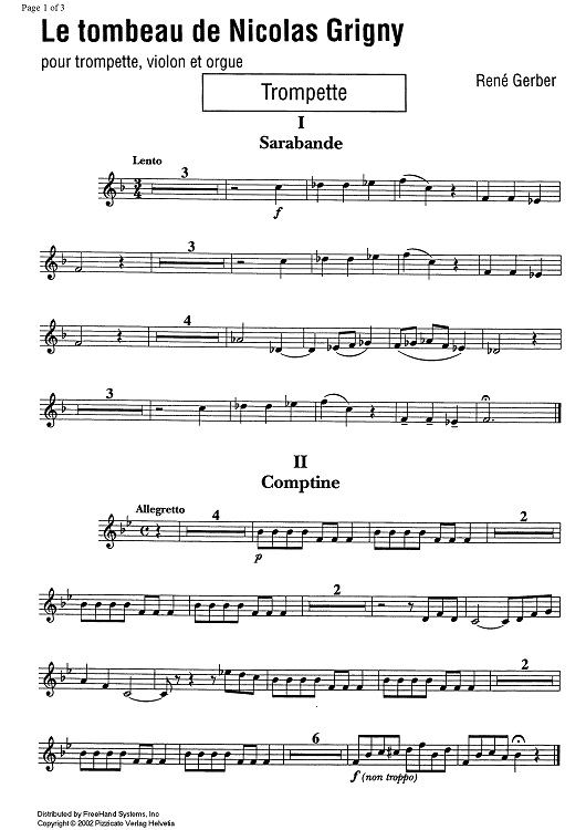 Le tombeau de Nicolas Grigny - Trumpet in C