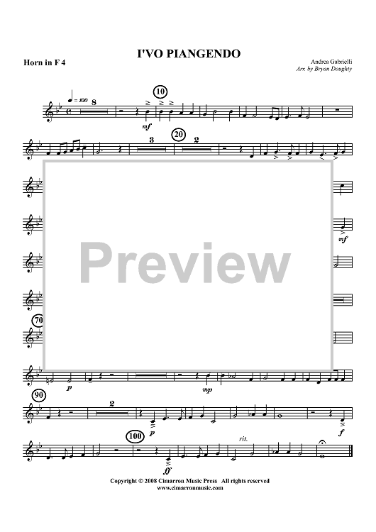 I'vo  Piangendo - Horn in F 4