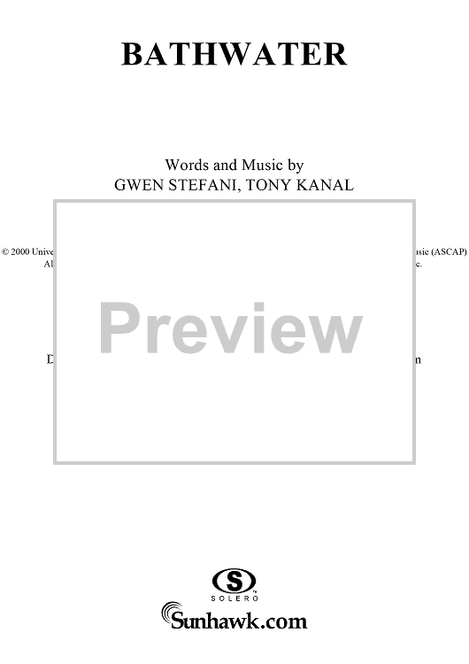 Bathwater" Sheet Music by No Doubt for Piano/Vocal/Chords - Sheet Music Now