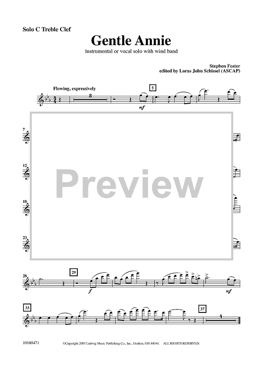 Gentle Annie - Solo C Treble Clef