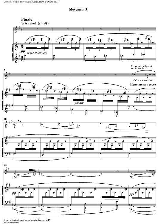Violin Sonata No. 3, Movement 3 - Piano Score