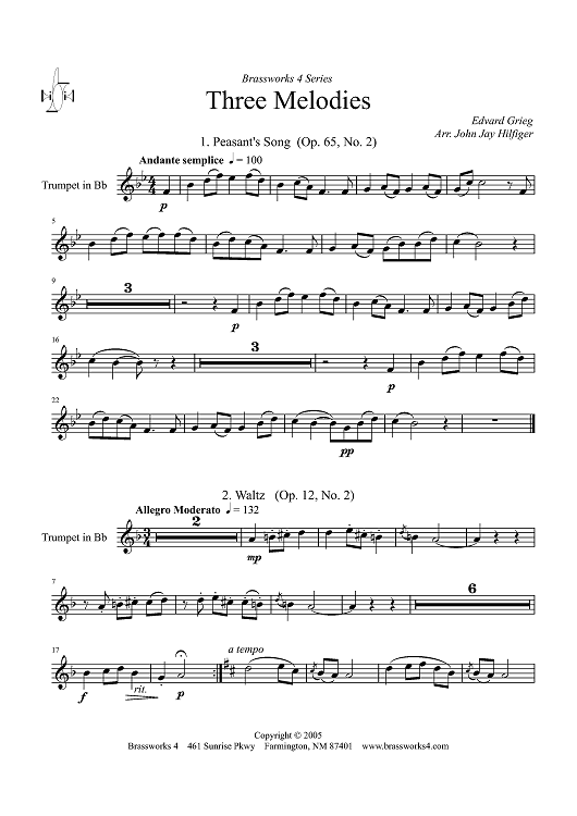 Three Melodies - Trumpet in B-flat