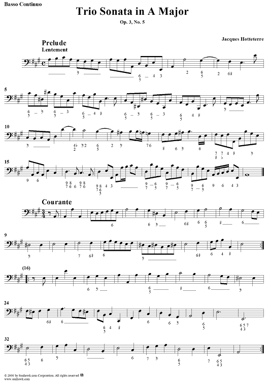 Trio Sonata in A Major, Op. 3 No. 5 - Basso Continuo