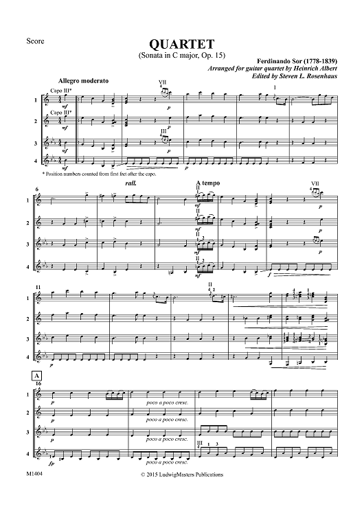 Quartet (Sonata in C major, Op. 15) - Score