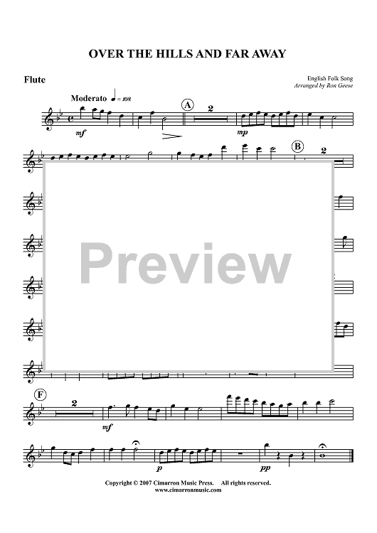 Over the Hills and Far Away - Flute