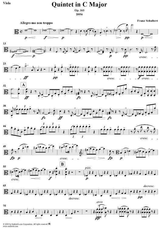 String Quintet in C Major, Op. posth. 163 - Viola