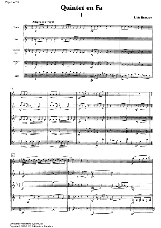 Quintet in F - Score