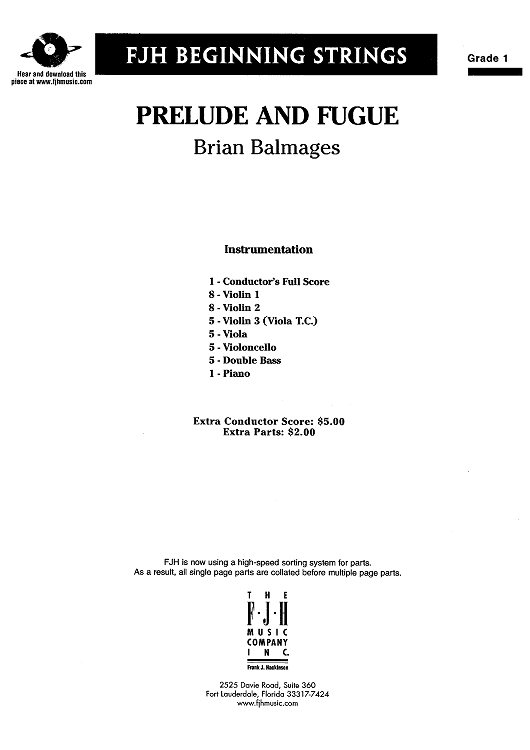 Prelude and Fugue - Score Cover
