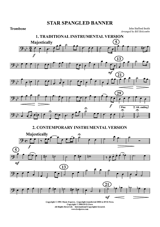 Star Spangled Banner - Trombone