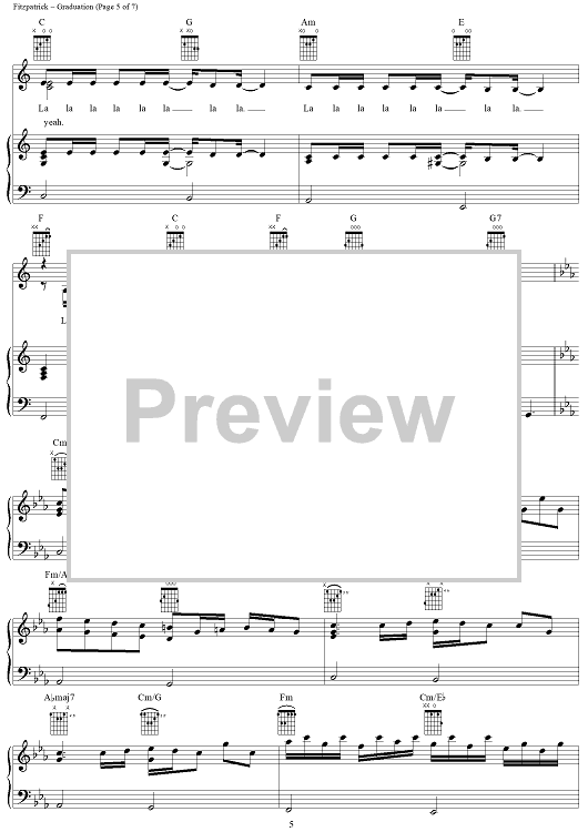 Graduation (Friends Forever)" Sheet Music by Vitamin C for Piano/Vocal