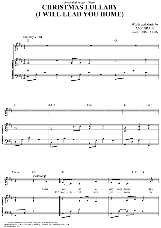 Christmas Lullaby (I Will Lead You Home)" Sheet Music by Amy