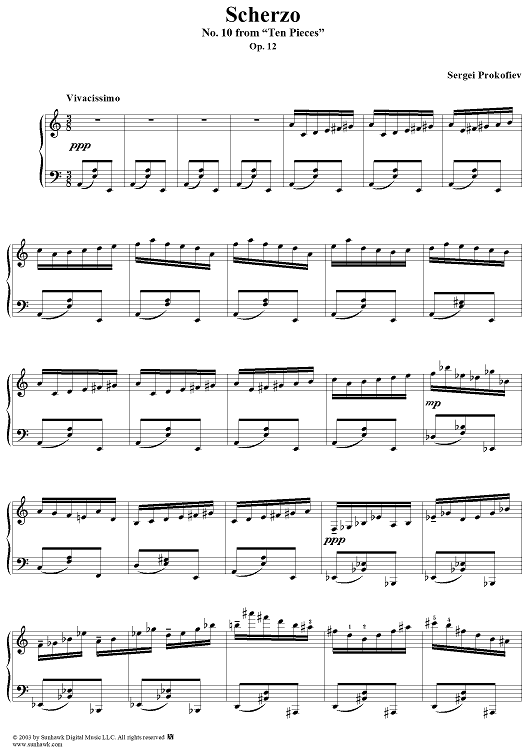 Scherzo, No. 10 from "Ten Pieces", Op. 12