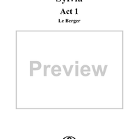 Sylvia, Act 1, No. 2: Le Berger - Piano Score