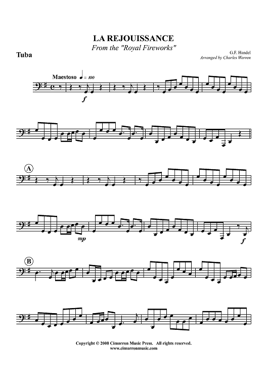 La Rejouissance - from the "Royal Fireworks" - Tuba