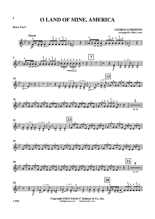 O Land Of Mine, America - Horn 3 in F