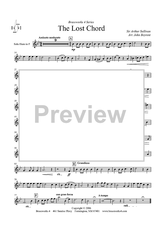 The Lost Chord - Solo Horn in F