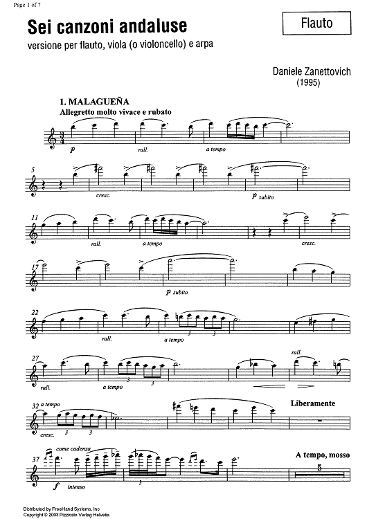 6 canzoni andaluse (6 andalusian songs) - Flute