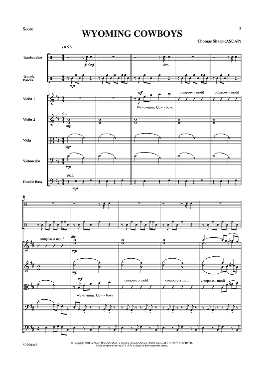Wyoming Cowboys for String Orchestra - Score