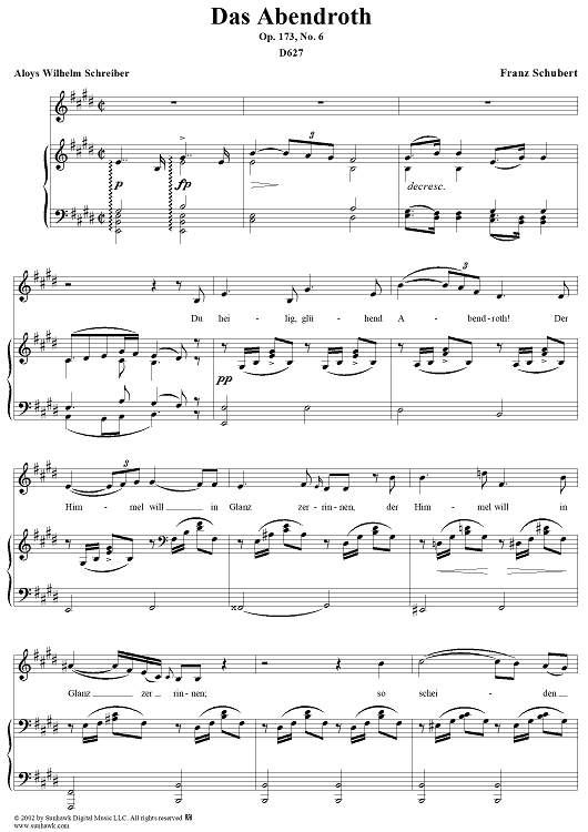 Das Abendrot, Op.173, No.6, D627