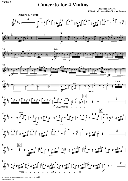 Concerto in B Minor, Op. 3, No. 10, RV580 from "L'Estro Armonico" - Violin 4