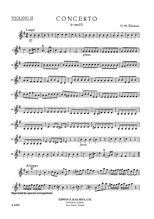 Double Concerto for Recorder and Flute in E minor - Violin 2