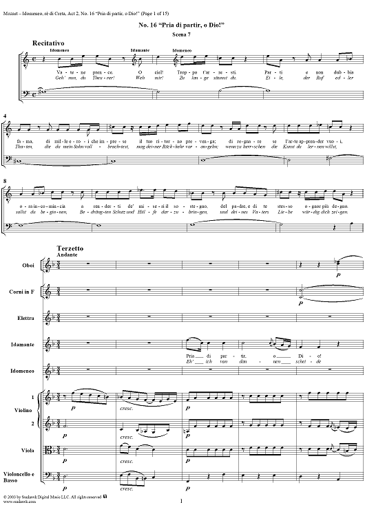 Idomeneo, rè di Creta, Act 2, No. 16 "Pria di partir, o Dio!" - Full Score