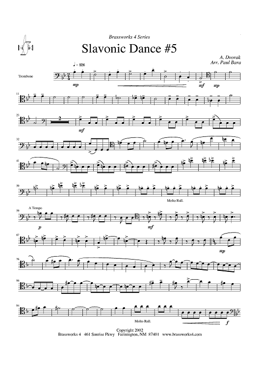 Slavonic Dance No. 5 - Trombone (opt. F Horn)