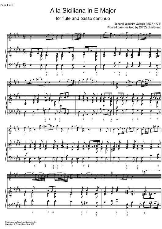 Alla Siciliana E Major - Score