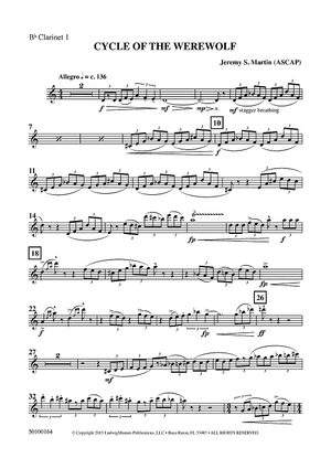Cycle of the Werewolf - Clarinet 1 in Bb