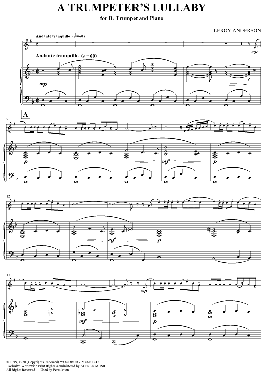 A Trumpeter's Lullaby - Piano Score
