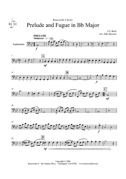 Prelude and Fugue in B-flat Major - Euphonium BC