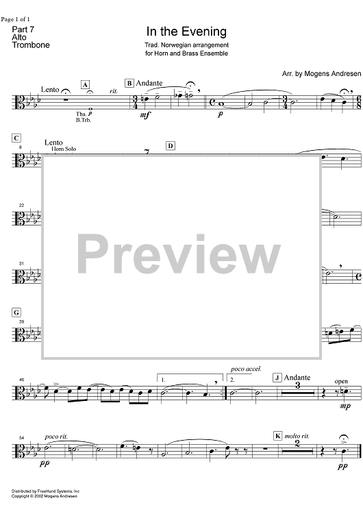 In the Evening - Alto Trombone