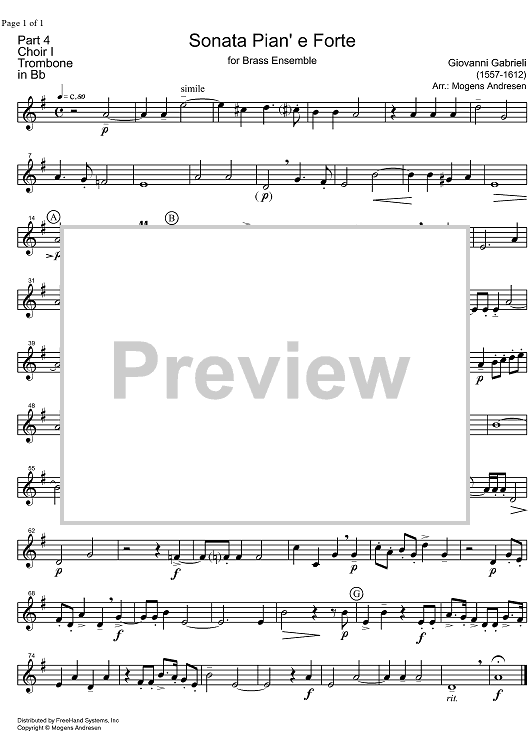 Sonata Pian' e Forte - B-flat Trombone 1