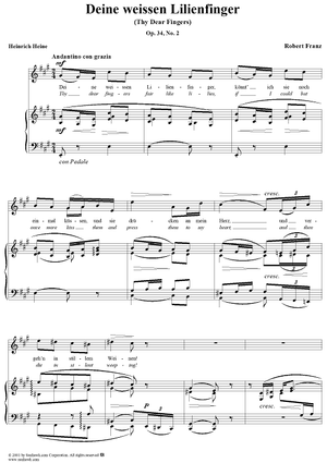 Six Lieder, op. 34, no. 2: Thy Dear Fingers  (Deine weissen Lilienfinger)