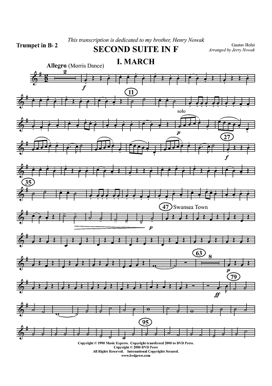 Second Suite in F - Trumpet 2
