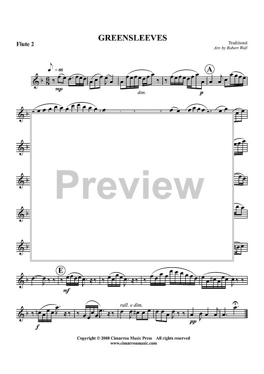 Greensleeves - Flute 2