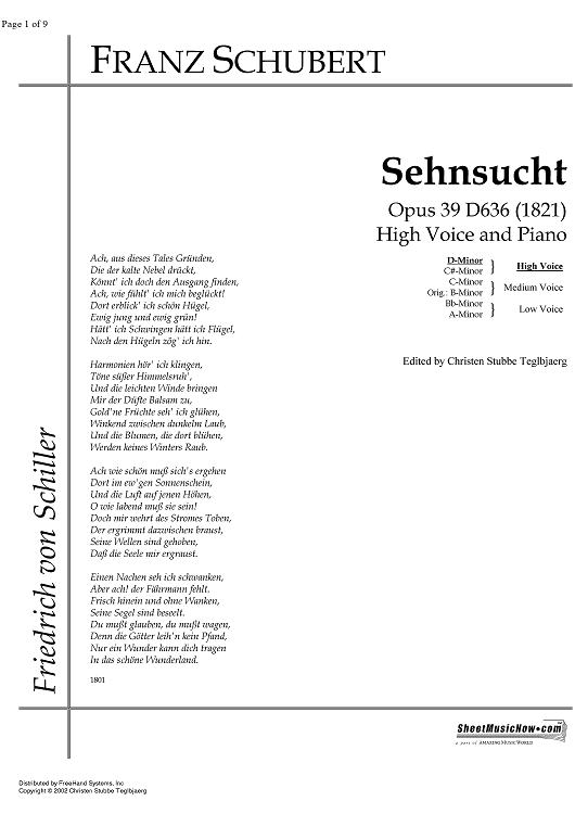 Sehnsucht Op.39 D636